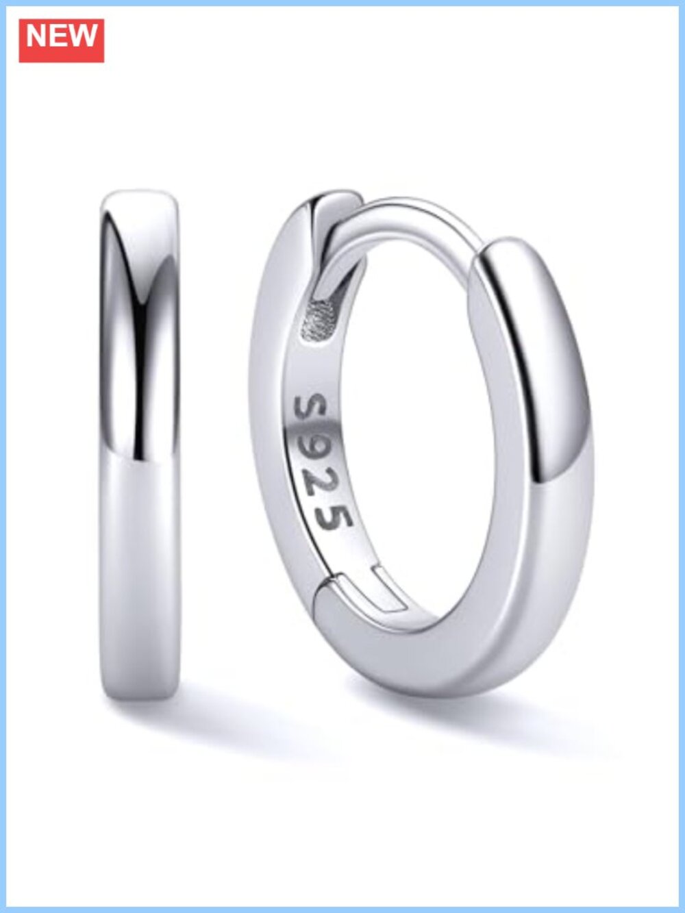 925 Sterling Silver Huggie Hoop Earrings for Women 8MM Small Lightweight